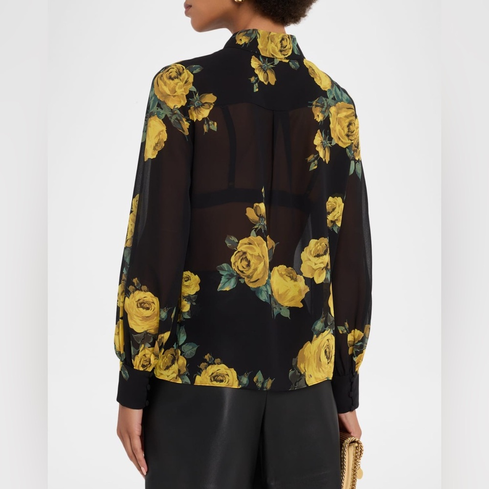 Alice + Olivia Candace Rosehips Blouson-Sleeve Buttoned Shirt - Picture 7 of 11
